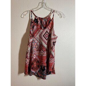 By & By Tribal Print Sleeveless Tank Top Women's Size Medium Red AC10